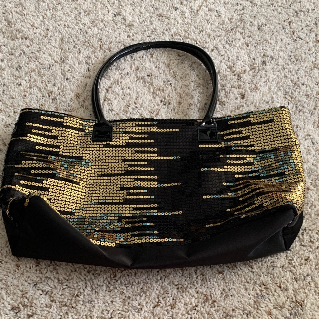 Venus Black And Gold Sequin Tote